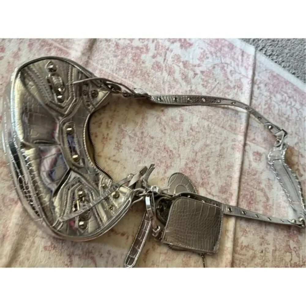 boho shoulder crossbody silver bag